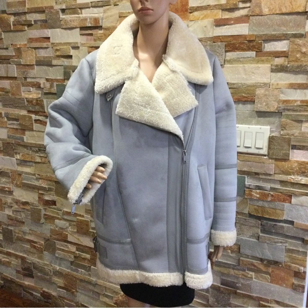 ZARA Blue faux sheepskin jacket